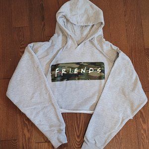 FRIENDS Camo Grey Cropped Hoodie Sweatshirt